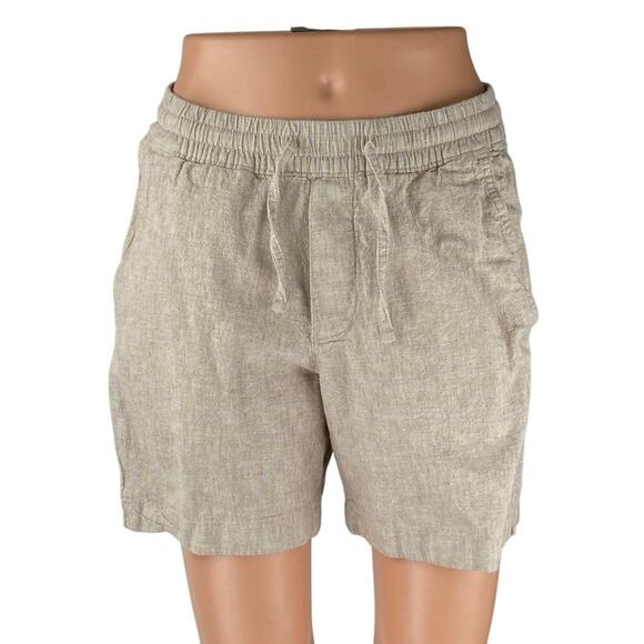 Abercrombie & Fitch Womens Beige Linen Elastic High Waist Casual Mini Shorts XS - Picture 1 of 5